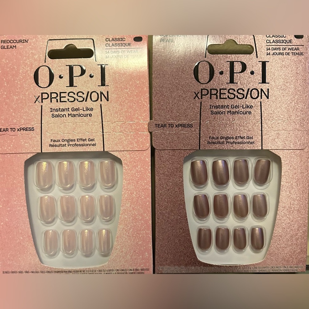 OPI xPRESS/ON Instant Gel-Like Salon Manicure-Reoccurin Gleam & Supernova Pearl🔥